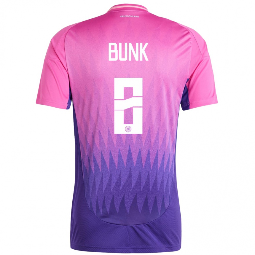 Niño Fútbol Camiseta Alemania Daniel Bunk #8 Rosado Morado 2ª Equipación 24-26 Perú