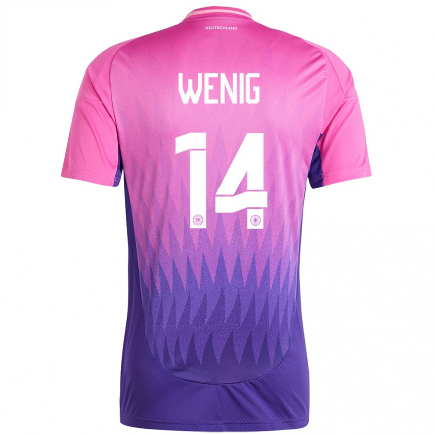 Niño Fútbol Camiseta Alemania Marcel Wenig #14 Rosado Morado 2ª Equipación 24-26 Perú