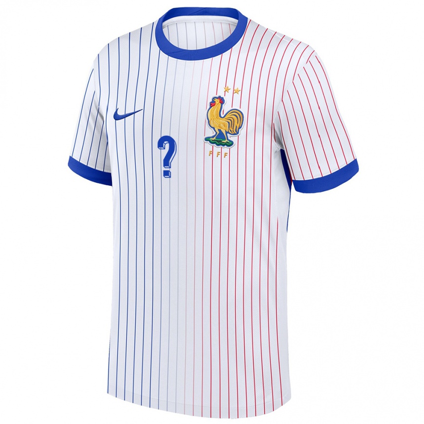 Niño Fútbol Camiseta Francia Su Nombre #0 Blanco 2ª Equipación 24-26 Perú