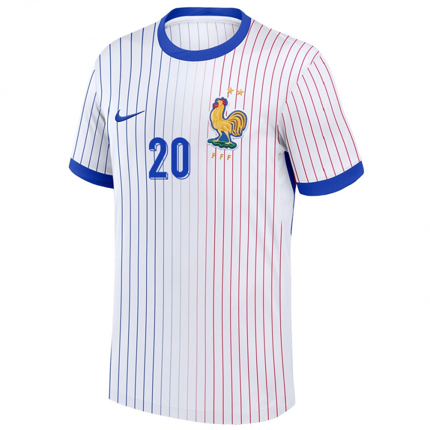 Niño Fútbol Camiseta Francia Delphine Cascarino #20 Blanco 2ª Equipación 24-26 Perú