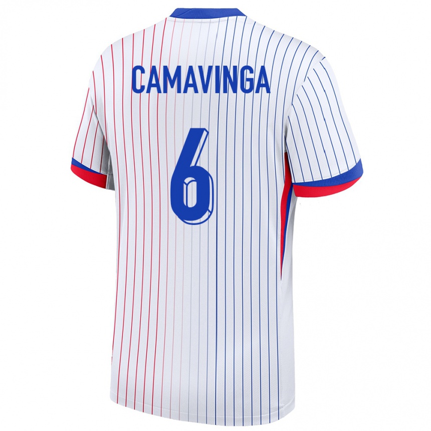 Niño Fútbol Camiseta Francia Eduardo Camavinga #6 Blanco 2ª Equipación 24-26 Perú