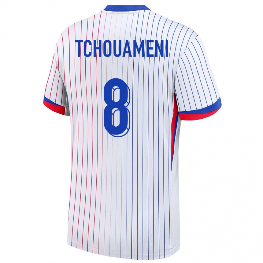 Niño Fútbol Camiseta Francia Aurelien Tchouameni #8 Blanco 2ª Equipación 24-26 Perú