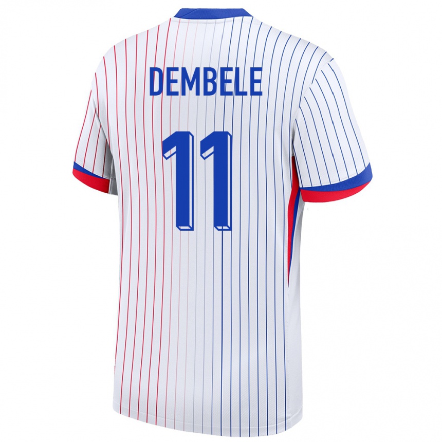 Niño Fútbol Camiseta Francia Ousmane Dembele #11 Blanco 2ª Equipación 24-26 Perú