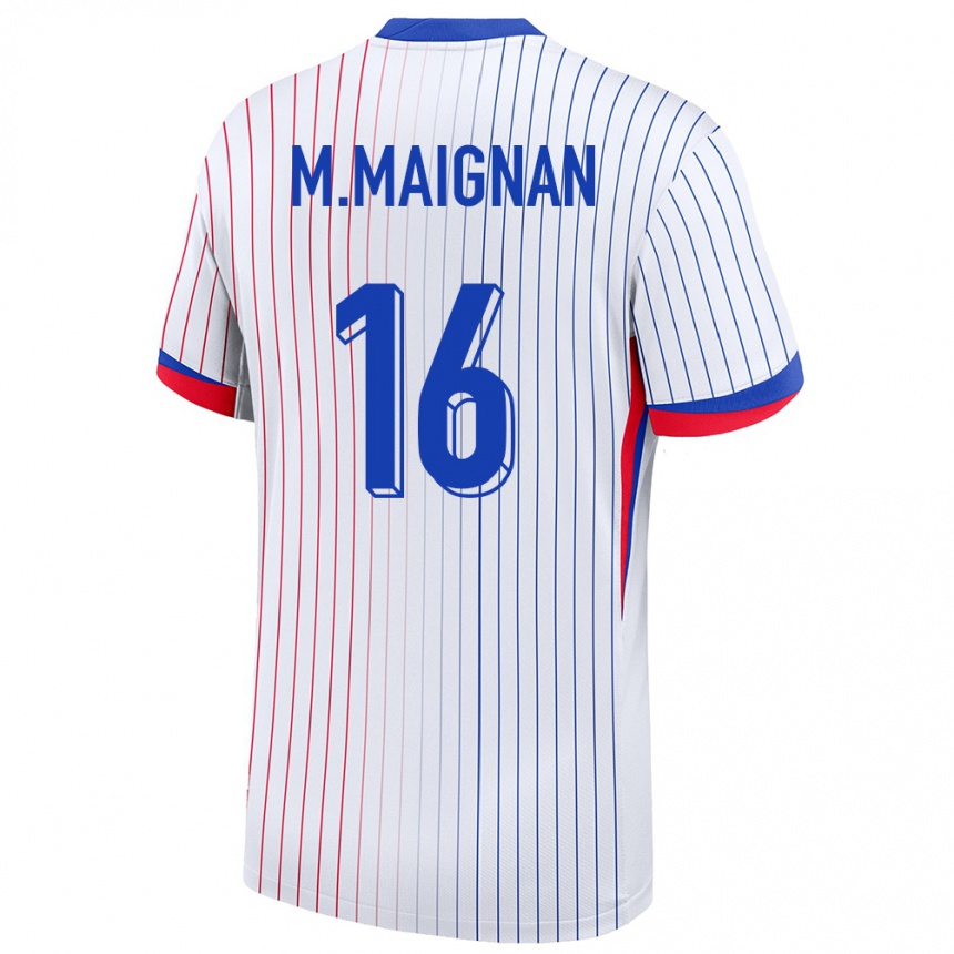 Niño Fútbol Camiseta Francia Mike Maignan #16 Blanco 2ª Equipación 24-26 Perú