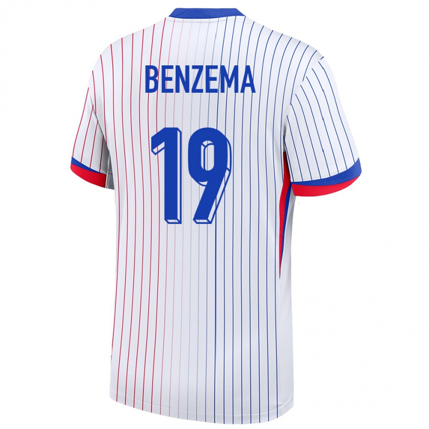 Niño Fútbol Camiseta Francia Karim Benzema #19 Blanco 2ª Equipación 24-26 Perú