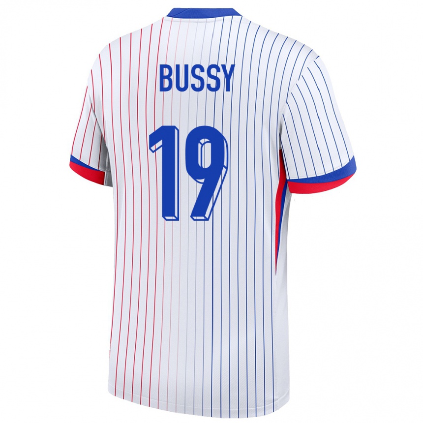 Niño Fútbol Camiseta Francia Kessya Bussy #19 Blanco 2ª Equipación 24-26 Perú