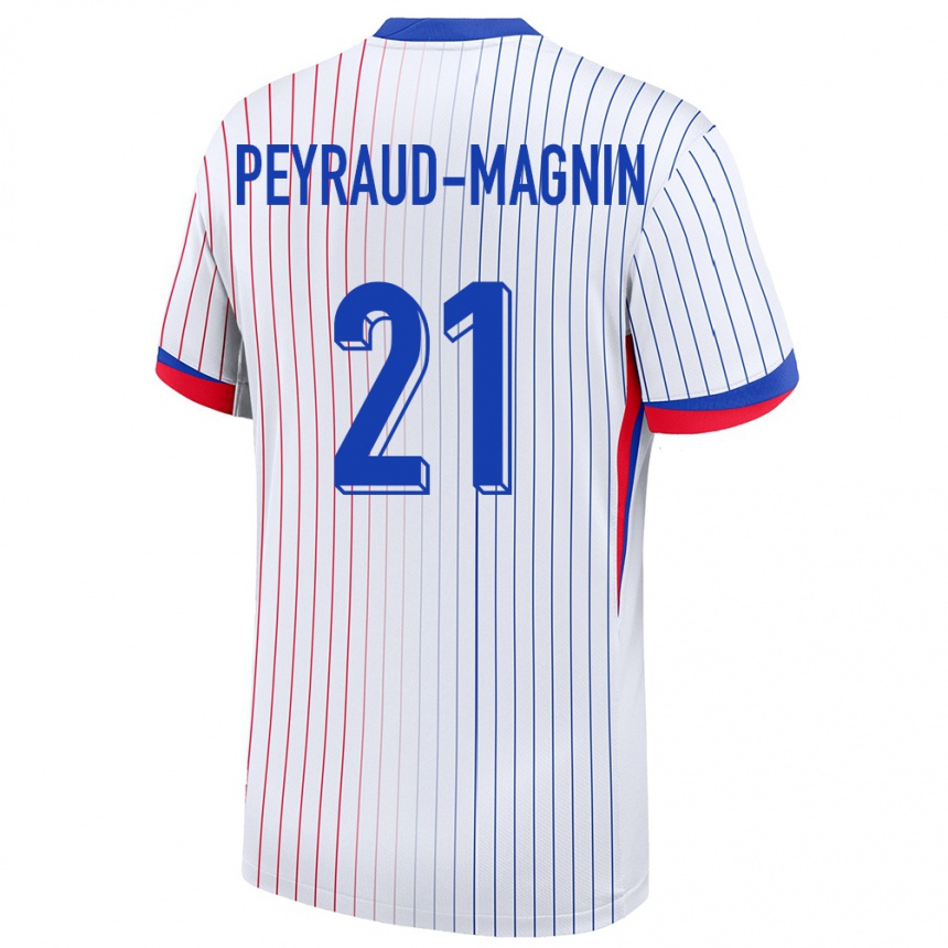 Niño Fútbol Camiseta Francia Pauline Peyraud Magnin #21 Blanco 2ª Equipación 24-26 Perú