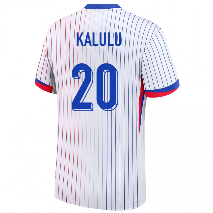 Niño Fútbol Camiseta Francia Pierre Kalulu #20 Blanco 2ª Equipación 24-26 Perú