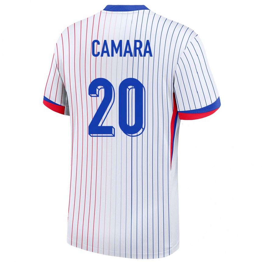 Niño Fútbol Camiseta Francia Ousmane Camara #20 Blanco 2ª Equipación 24-26 Perú