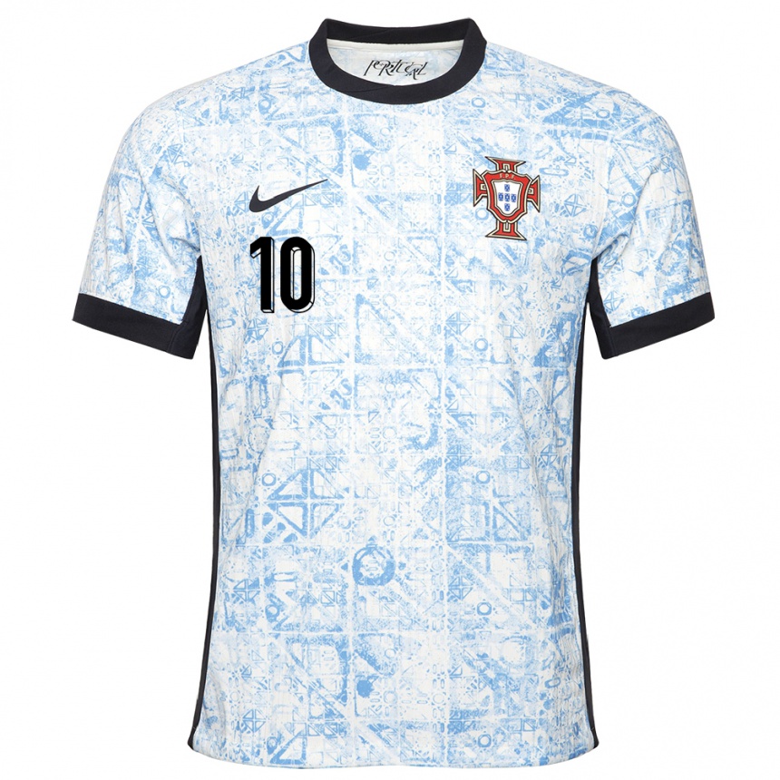 Niño Fútbol Camiseta Portugal Bernardo Silva #10 Crema Azul 2ª Equipación 24-26 Perú