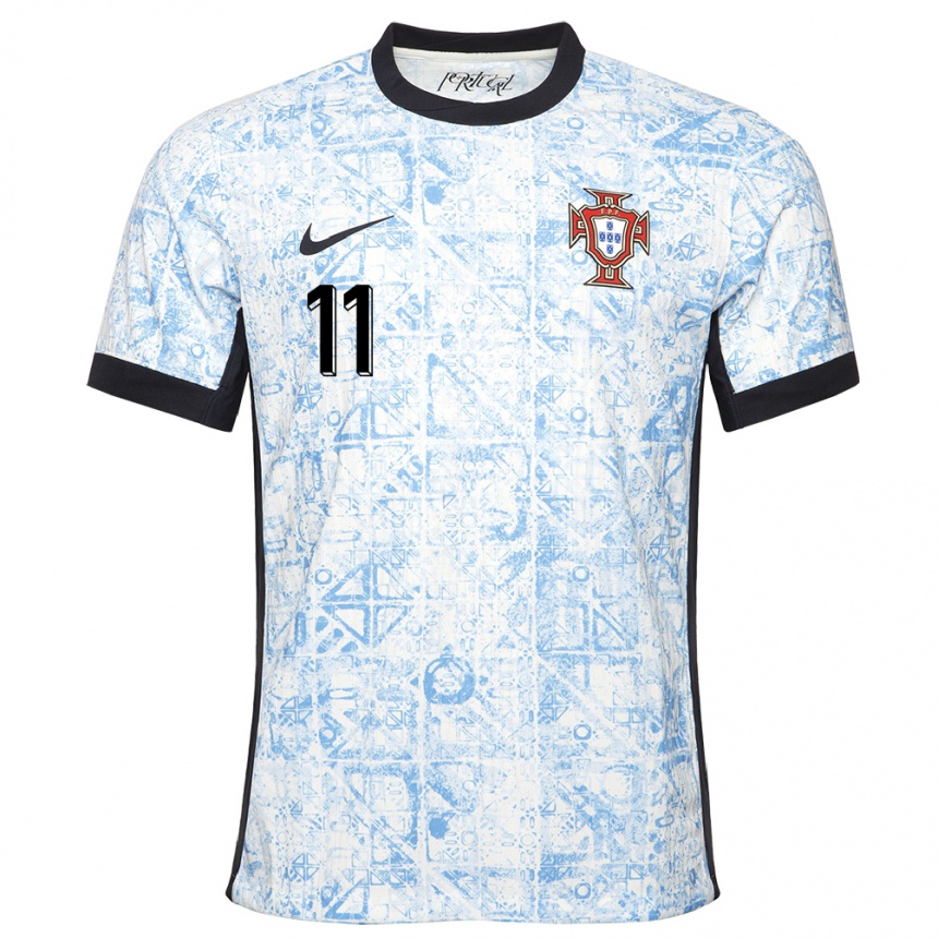 Niño Fútbol Camiseta Portugal Joao Felix #11 Crema Azul 2ª Equipación 24-26 Perú