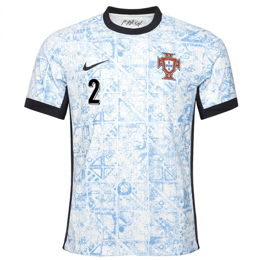 Niño Fútbol Camiseta Portugal Martim Fernandes #2 Crema Azul 2ª Equipación 24-26 Perú