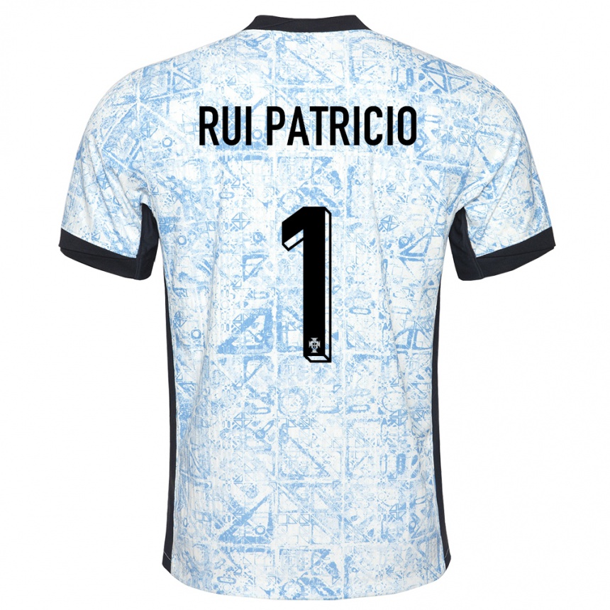 Niño Fútbol Camiseta Portugal Rui Patricio #1 Crema Azul 2ª Equipación 24-26 Perú