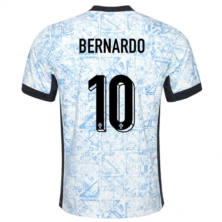 Niño Fútbol Camiseta Portugal Bernardo Silva #10 Crema Azul 2ª Equipación 24-26 Perú