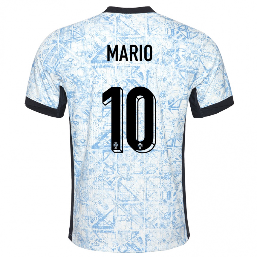 Niño Fútbol Camiseta Portugal Joao Mario #10 Crema Azul 2ª Equipación 24-26 Perú