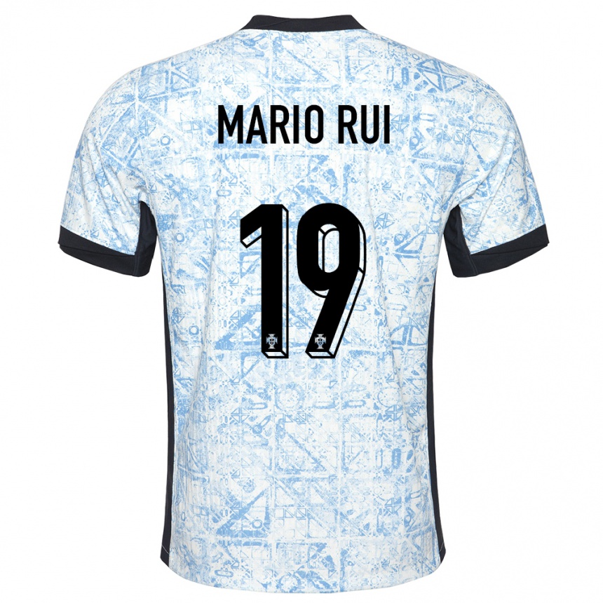 Niño Fútbol Camiseta Portugal Mario Rui #19 Crema Azul 2ª Equipación 24-26 Perú