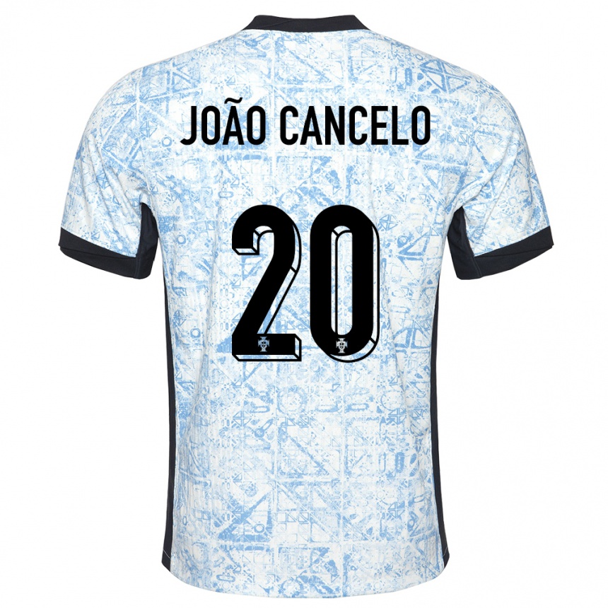 Niño Fútbol Camiseta Portugal Joao Cancelo #20 Crema Azul 2ª Equipación 24-26 Perú