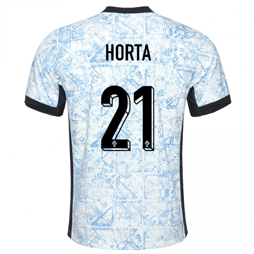 Niño Fútbol Camiseta Portugal Ricardo Horta #21 Crema Azul 2ª Equipación 24-26 Perú