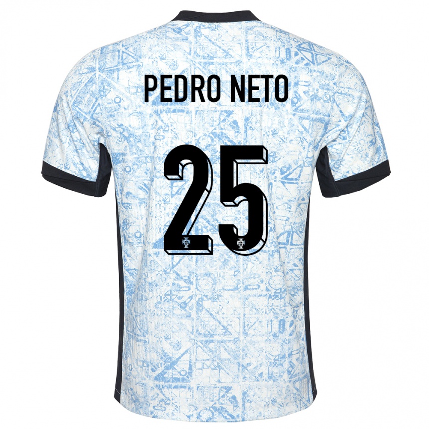 Niño Fútbol Camiseta Portugal Pedro Neto #25 Crema Azul 2ª Equipación 24-26 Perú