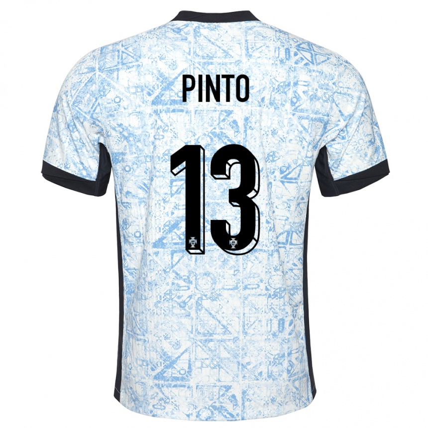 Niño Fútbol Camiseta Portugal Fatima Pinto #13 Crema Azul 2ª Equipación 24-26 Perú