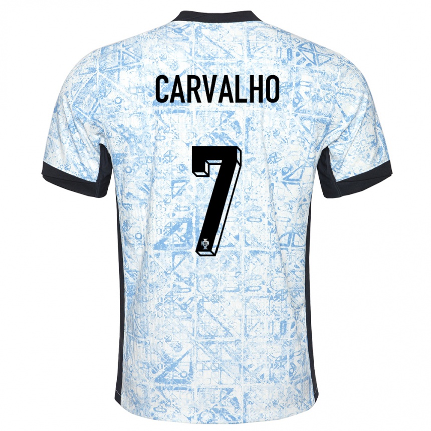 Niño Fútbol Camiseta Portugal Fabio Carvalho #7 Crema Azul 2ª Equipación 24-26 Perú