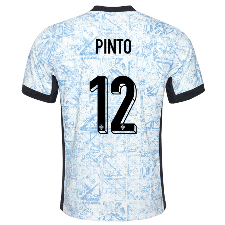 Niño Fútbol Camiseta Portugal Diogo Pinto #12 Crema Azul 2ª Equipación 24-26 Perú