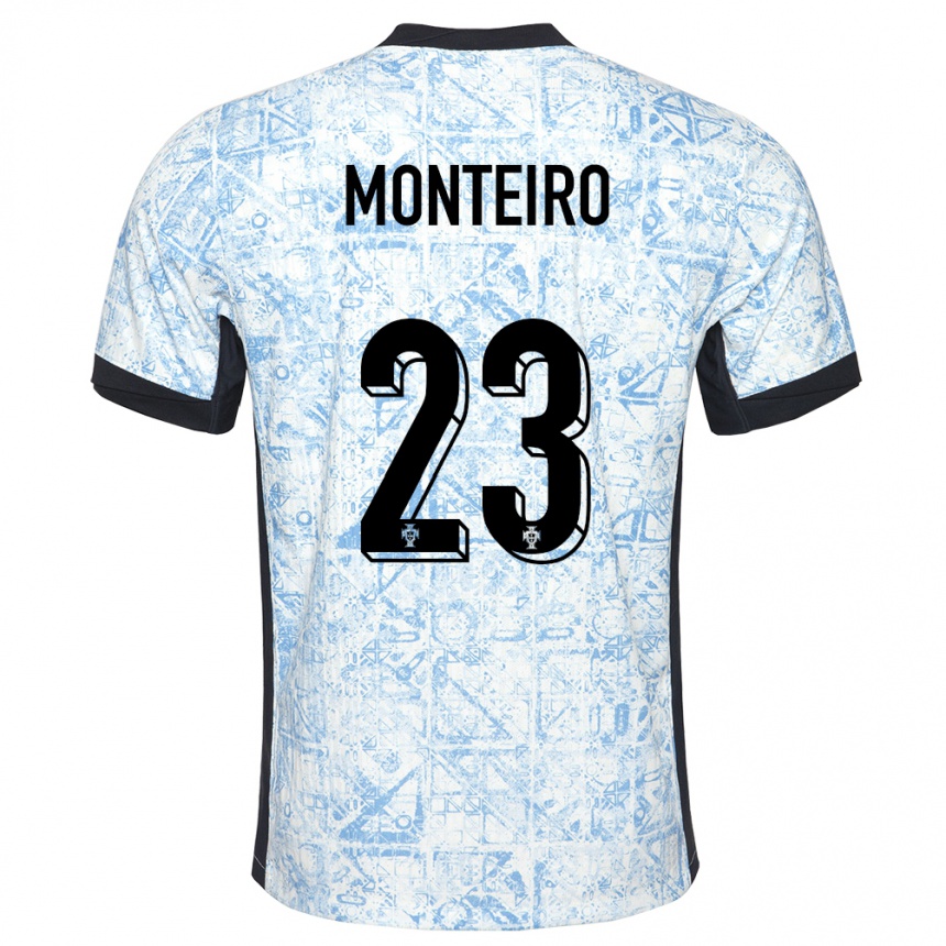 Niño Fútbol Camiseta Portugal David Monteiro #23 Crema Azul 2ª Equipación 24-26 Perú