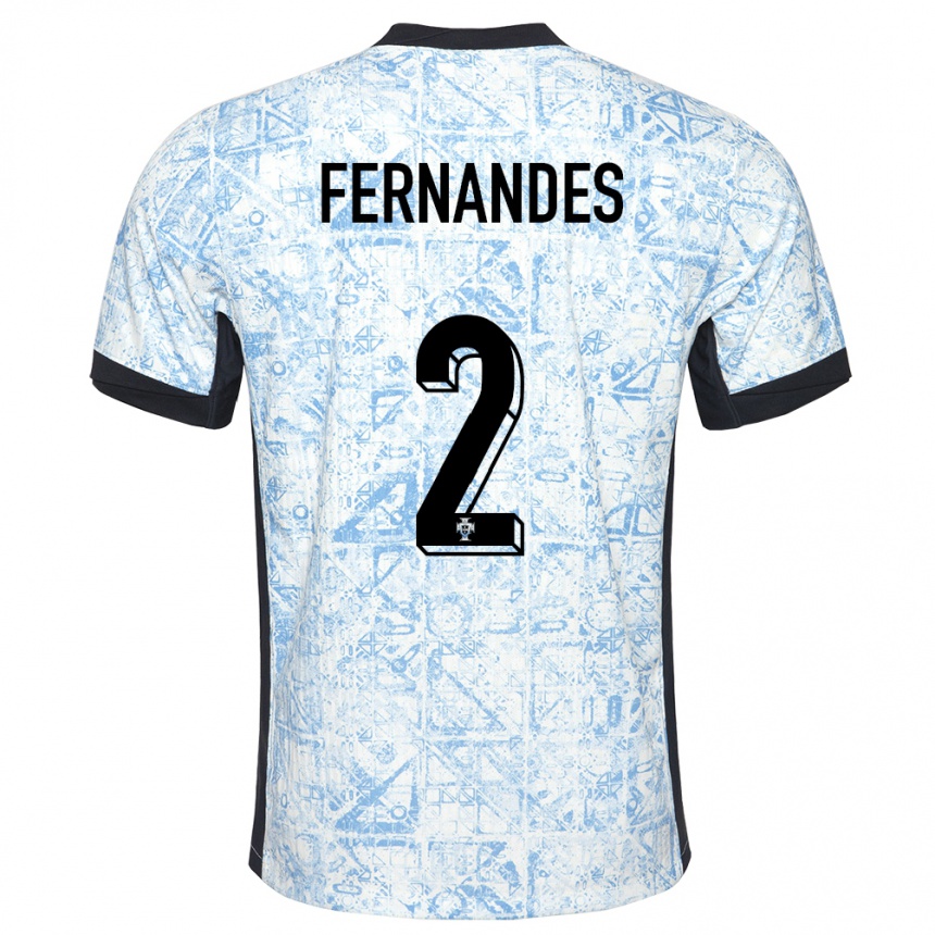 Niño Fútbol Camiseta Portugal Martim Fernandes #2 Crema Azul 2ª Equipación 24-26 Perú