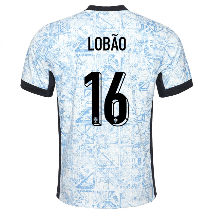 Niño Fútbol Camiseta Portugal Diogo Lobao #16 Crema Azul 2ª Equipación 24-26 Perú