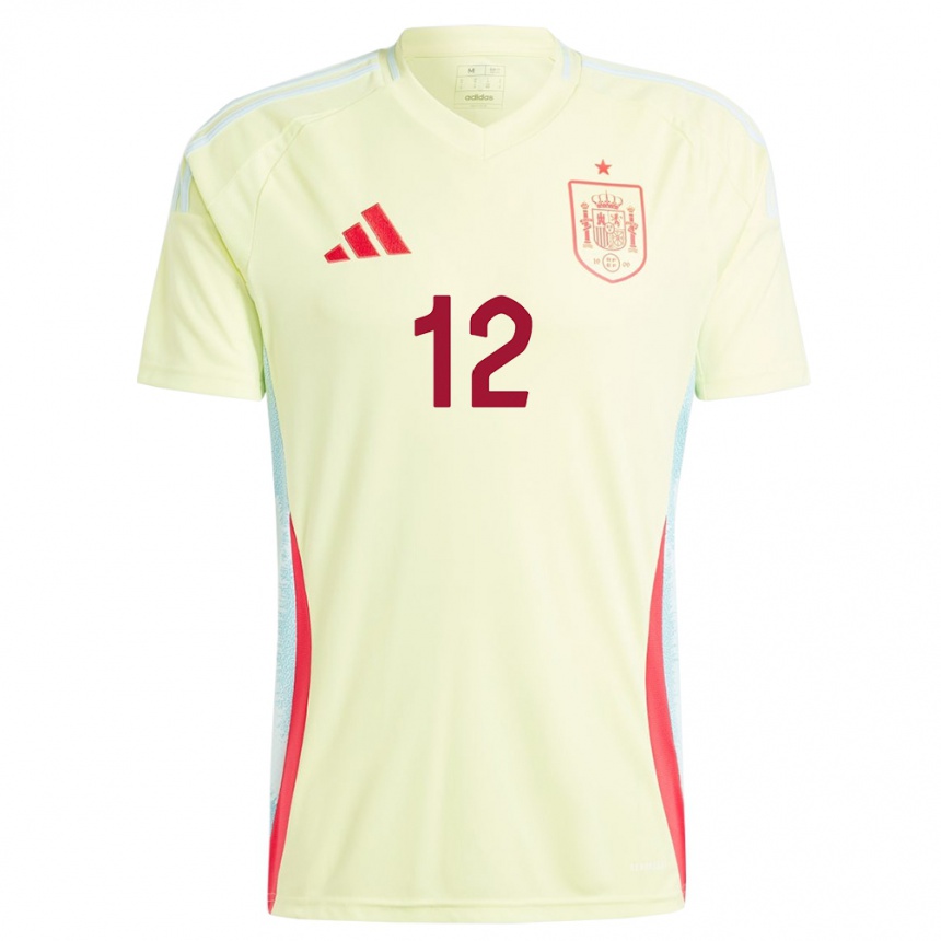 Niño Fútbol Camiseta España Raul De Tomas #12 Amarillo 2ª Equipación 24-26 Perú