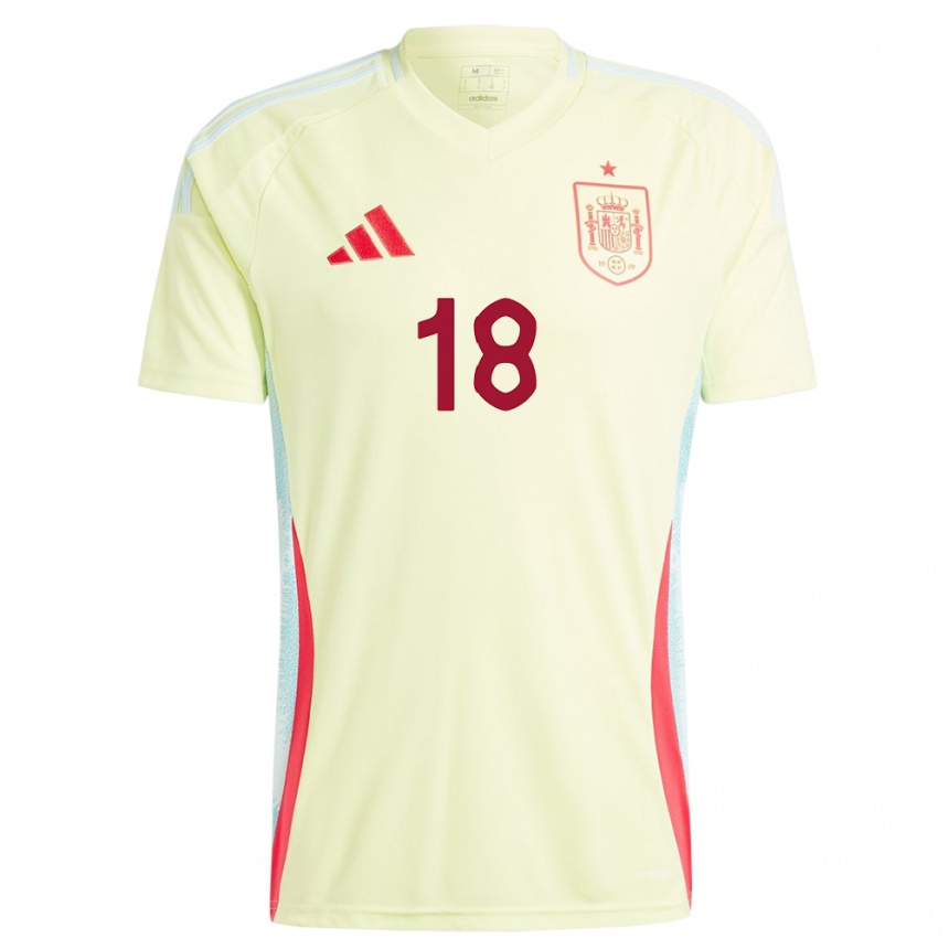 Niño Fútbol Camiseta España Marta Cardona #18 Amarillo 2ª Equipación 24-26 Perú