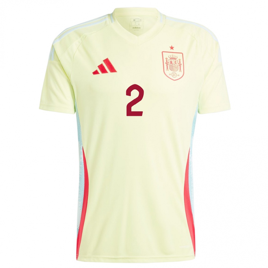 Niño Fútbol Camiseta España Daniel Carvajal #2 Amarillo 2ª Equipación 24-26 Perú