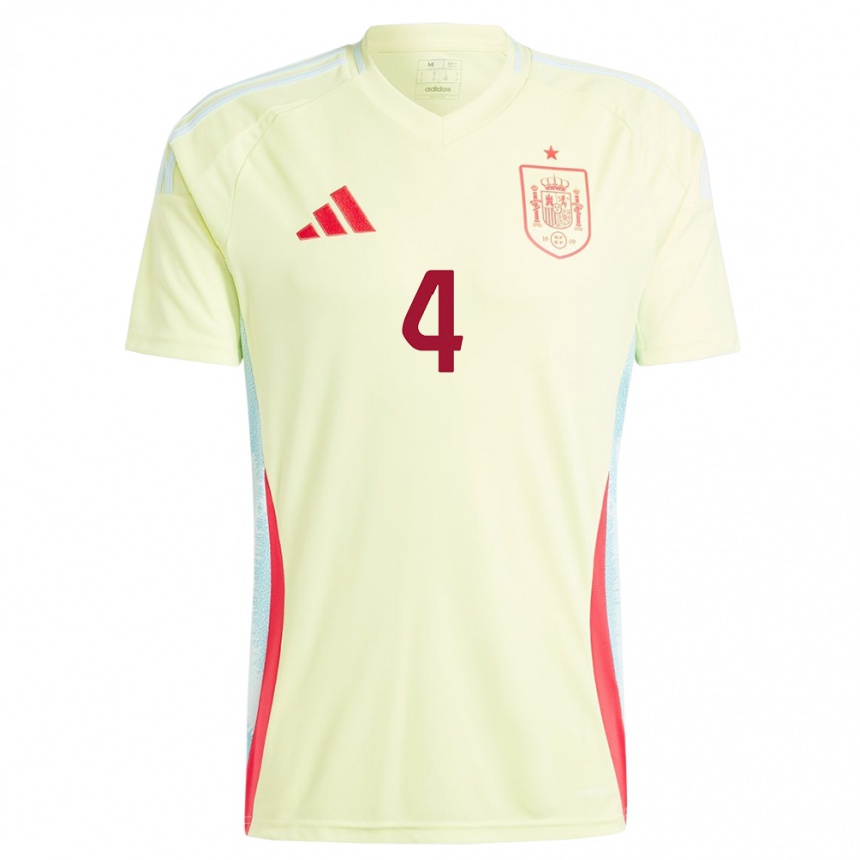 Niño Fútbol Camiseta España Irene Paredes #4 Amarillo 2ª Equipación 24-26 Perú