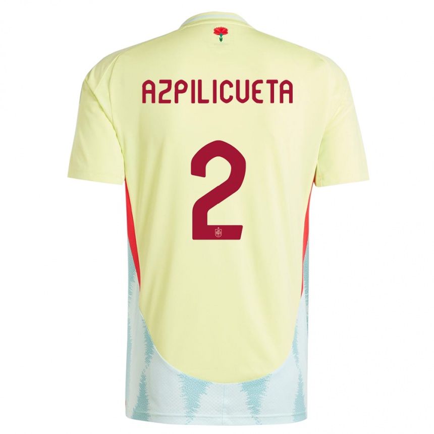 Niño Fútbol Camiseta España Cesar Azpilicueta #2 Amarillo 2ª Equipación 24-26 Perú