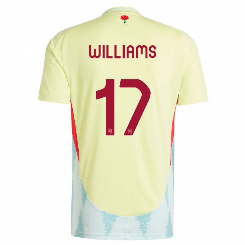 Niño Fútbol Camiseta España Nico Williams #17 Amarillo 2ª Equipación 24-26 Perú