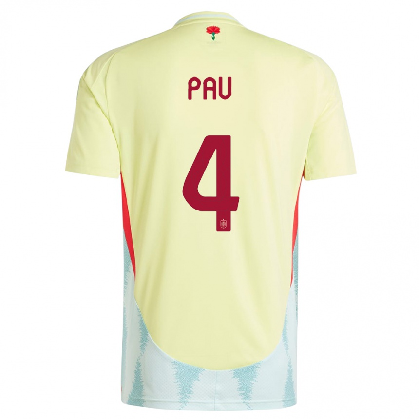 Niño Fútbol Camiseta España Pau Torres #4 Amarillo 2ª Equipación 24-26 Perú