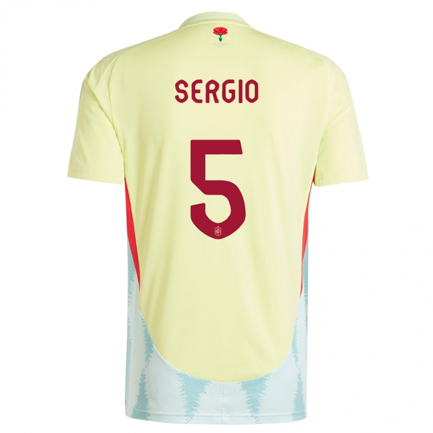 Niño Fútbol Camiseta España Sergio Busquets #5 Amarillo 2ª Equipación 24-26 Perú