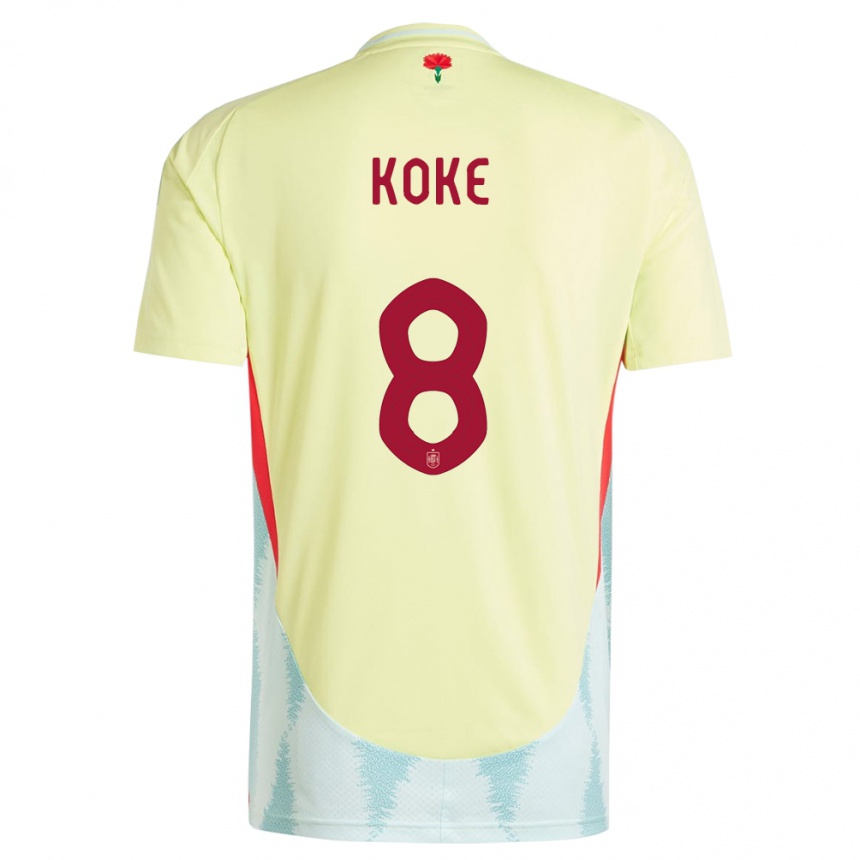 Niño Fútbol Camiseta España Koke #8 Amarillo 2ª Equipación 24-26 Perú