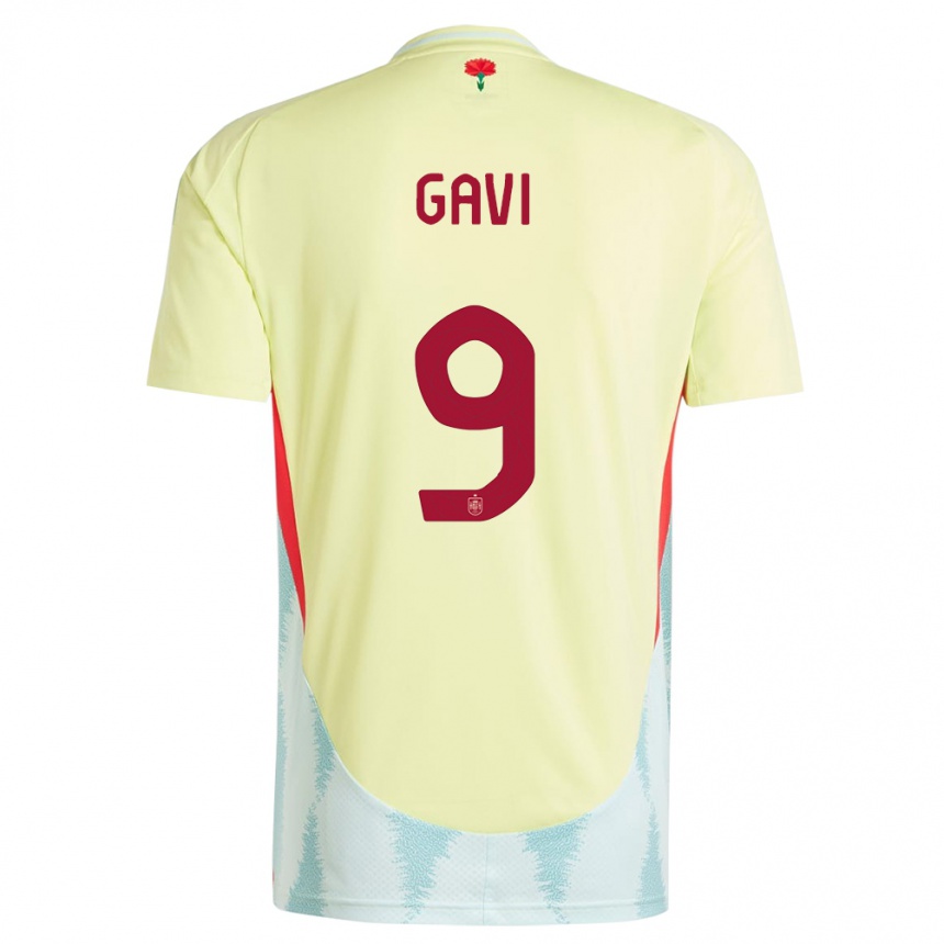 Niño Fútbol Camiseta España Gavi #9 Amarillo 2ª Equipación 24-26 Perú