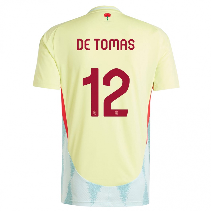 Niño Fútbol Camiseta España Raul De Tomas #12 Amarillo 2ª Equipación 24-26 Perú