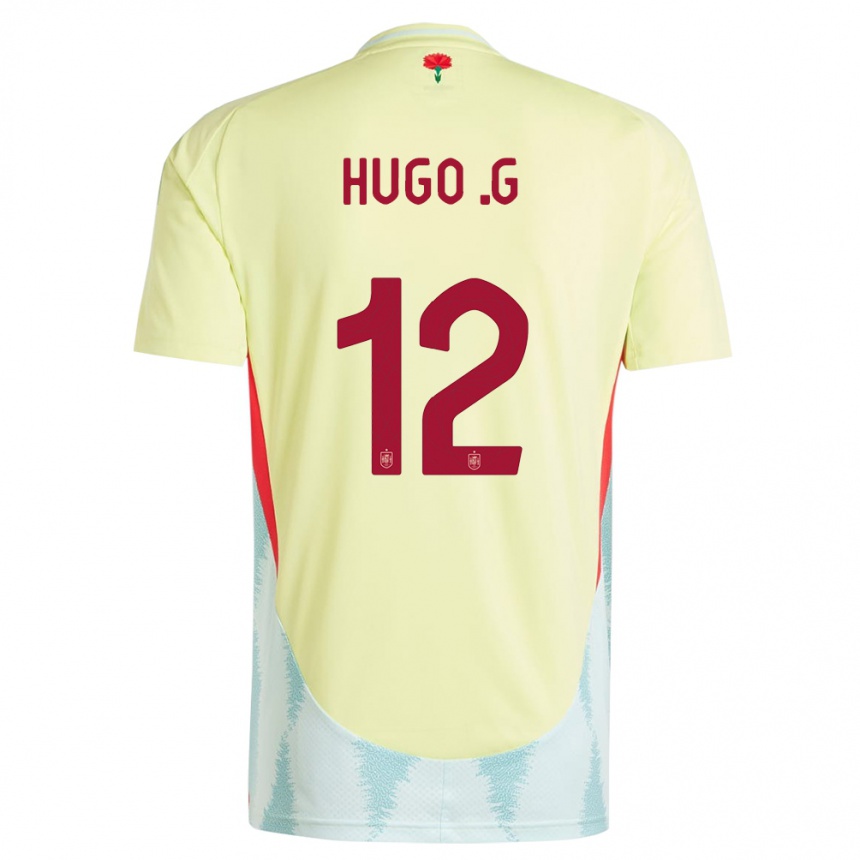 Niño Fútbol Camiseta España Hugo Guillamon #12 Amarillo 2ª Equipación 24-26 Perú