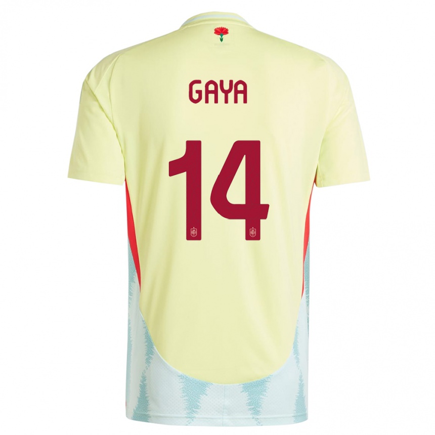 Niño Fútbol Camiseta España Jose Gaya #14 Amarillo 2ª Equipación 24-26 Perú