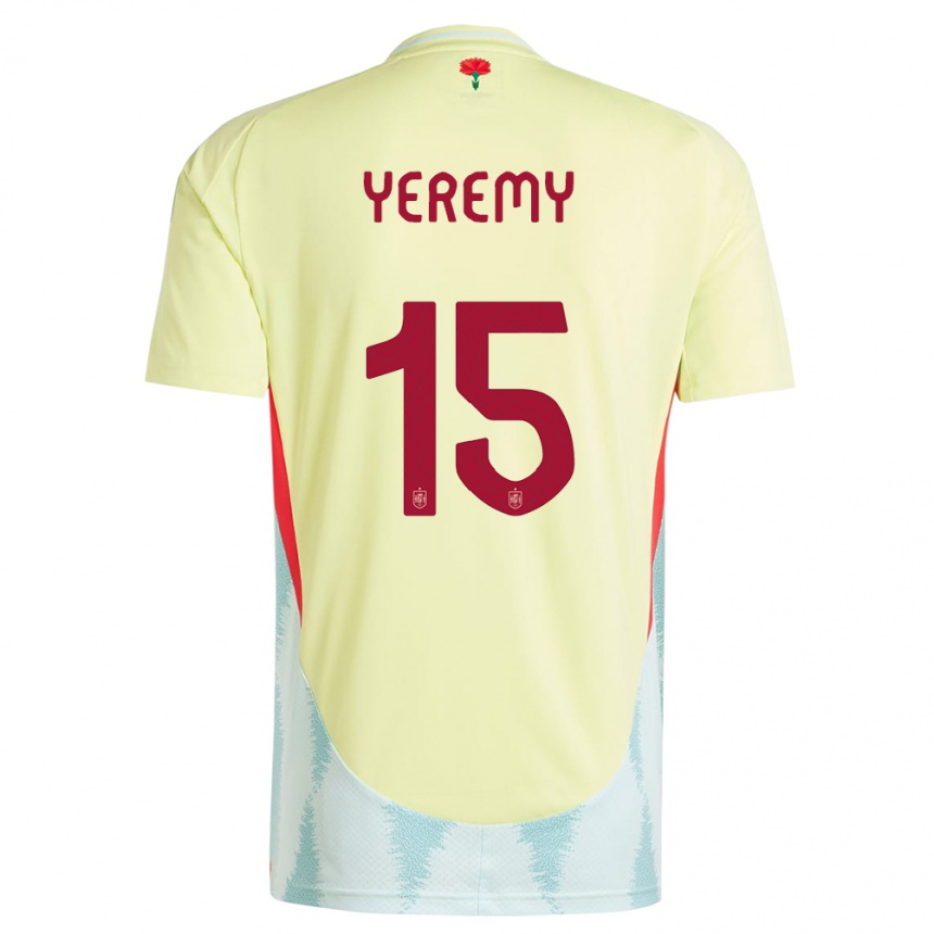 Niño Fútbol Camiseta España Yeremy Pino #15 Amarillo 2ª Equipación 24-26 Perú