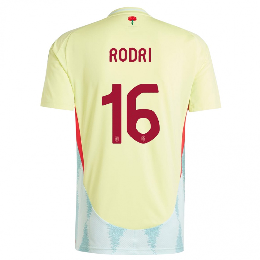 Niño Fútbol Camiseta España Rodri #16 Amarillo 2ª Equipación 24-26 Perú