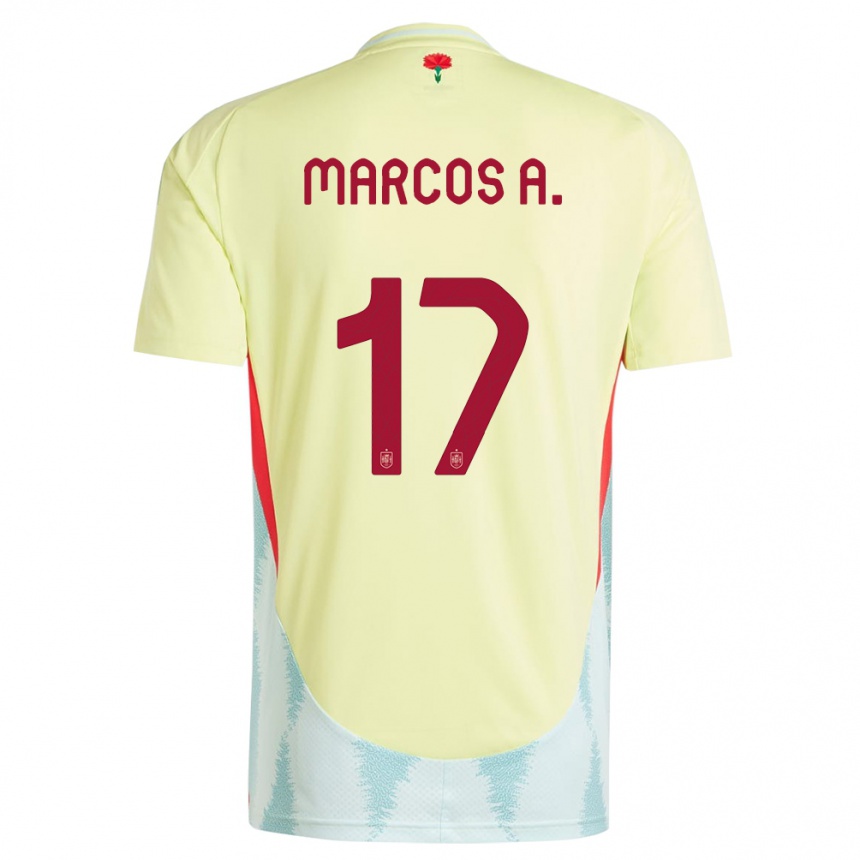 Niño Fútbol Camiseta España Marcos Alonso #17 Amarillo 2ª Equipación 24-26 Perú