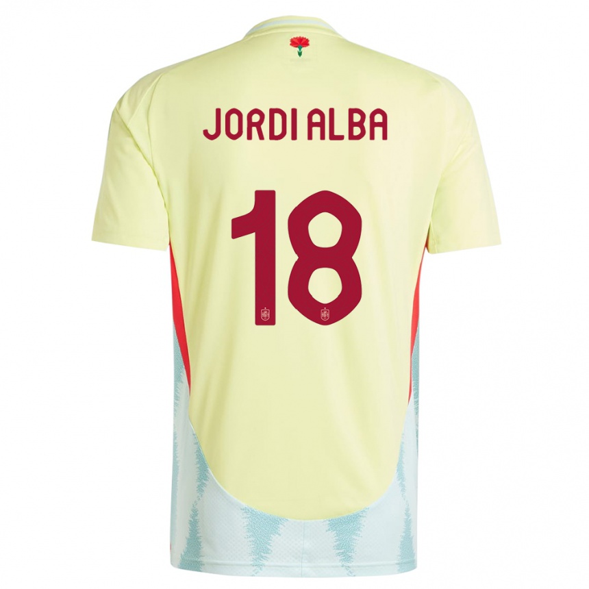 Niño Fútbol Camiseta España Jordi Alba #18 Amarillo 2ª Equipación 24-26 Perú