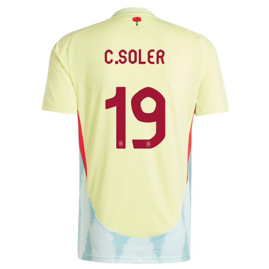 Niño Fútbol Camiseta España Carlos Soler #19 Amarillo 2ª Equipación 24-26 Perú