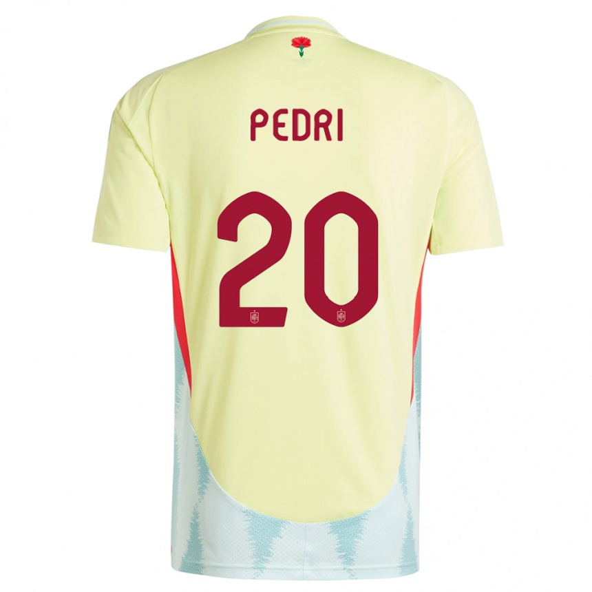 Niño Fútbol Camiseta España Pedri #20 Amarillo 2ª Equipación 24-26 Perú