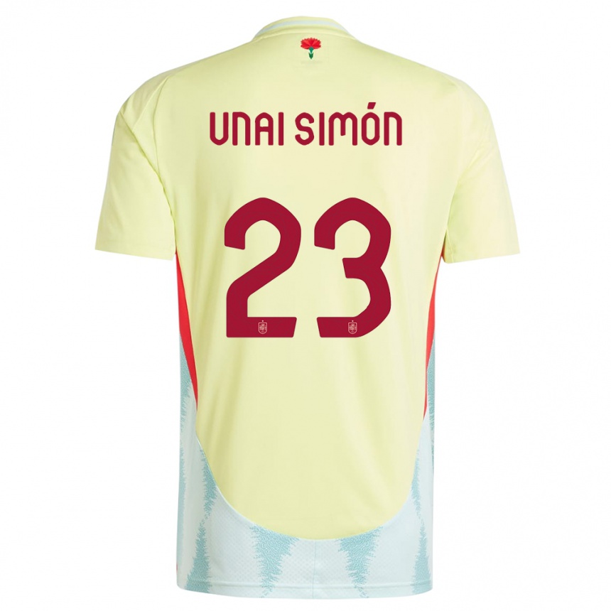 Niño Fútbol Camiseta España Unai Simon #23 Amarillo 2ª Equipación 24-26 Perú