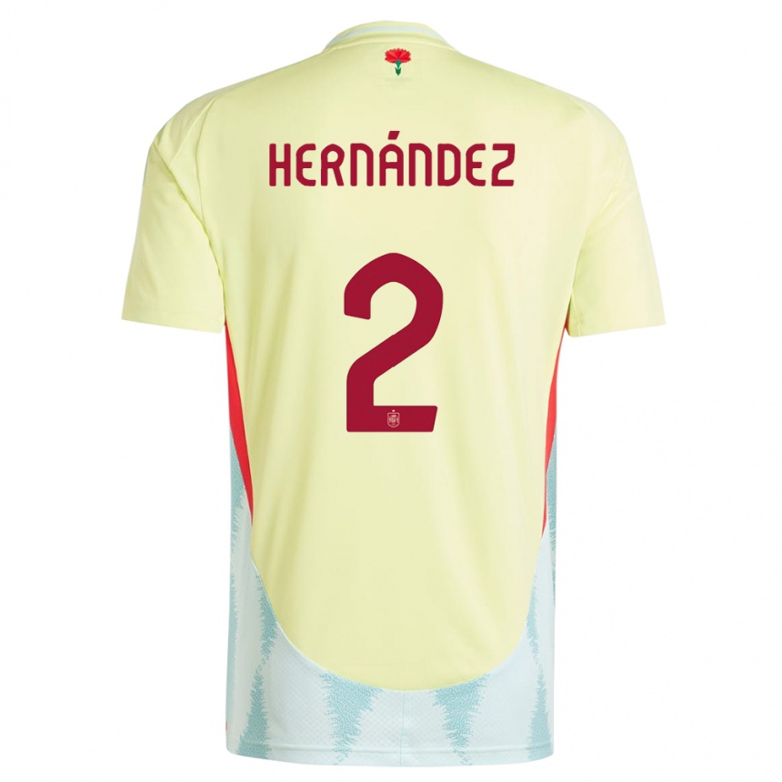 Niño Fútbol Camiseta España Oihane Hernandez #2 Amarillo 2ª Equipación 24-26 Perú